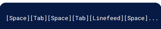 Codebeispiel für die Programmiersprache Whitespace