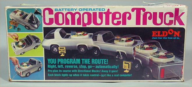 Vintage-Programmierspiel, bei welchem man die Route eines Autos vorausplanen muss