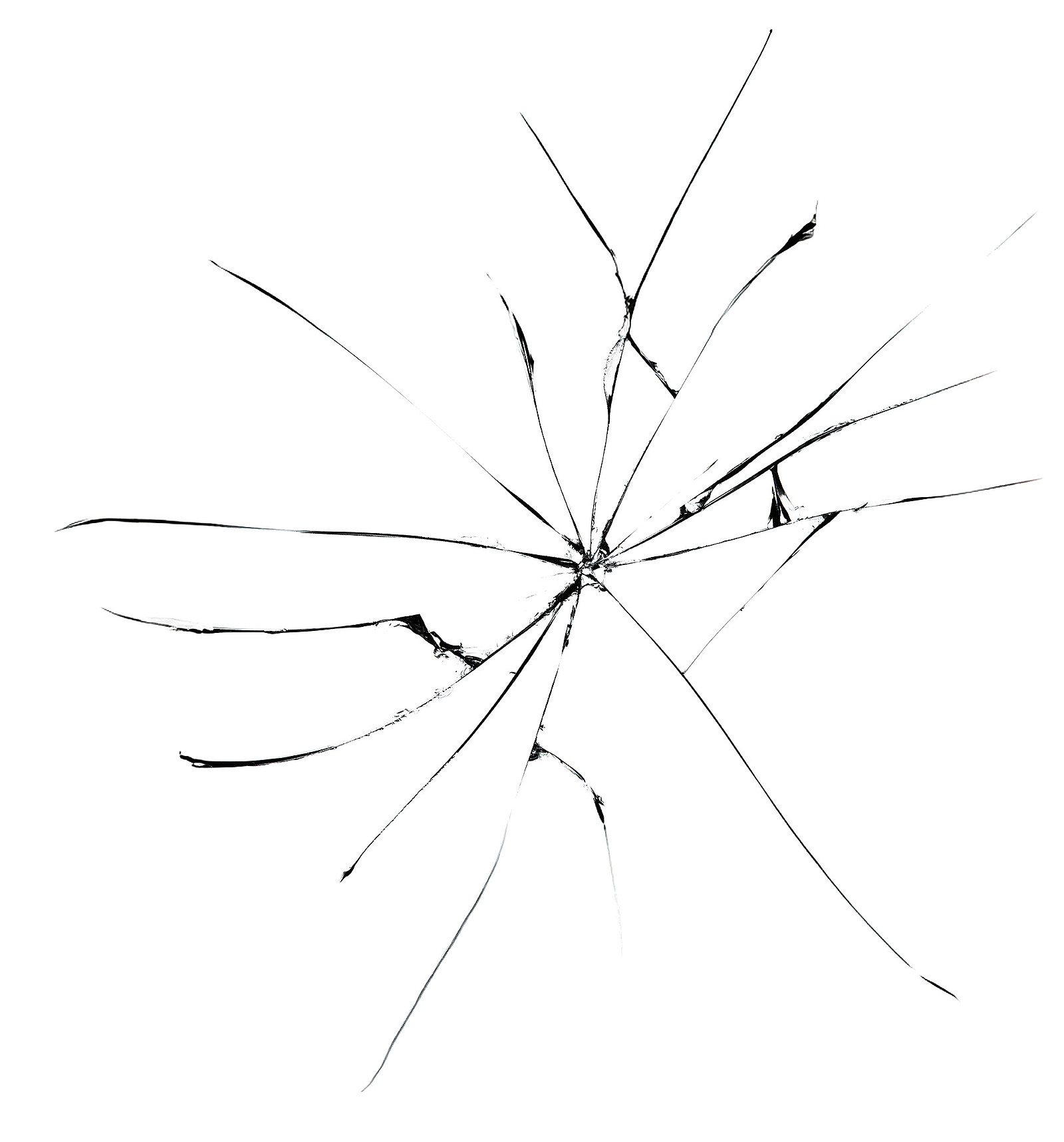 Über das Bild ziehen sich spinnwebenartige Risse, als ob es aus Glas wäre