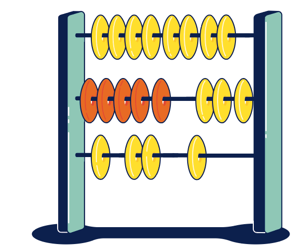 Illustration einer Rechenmaschine mit Holzperlen