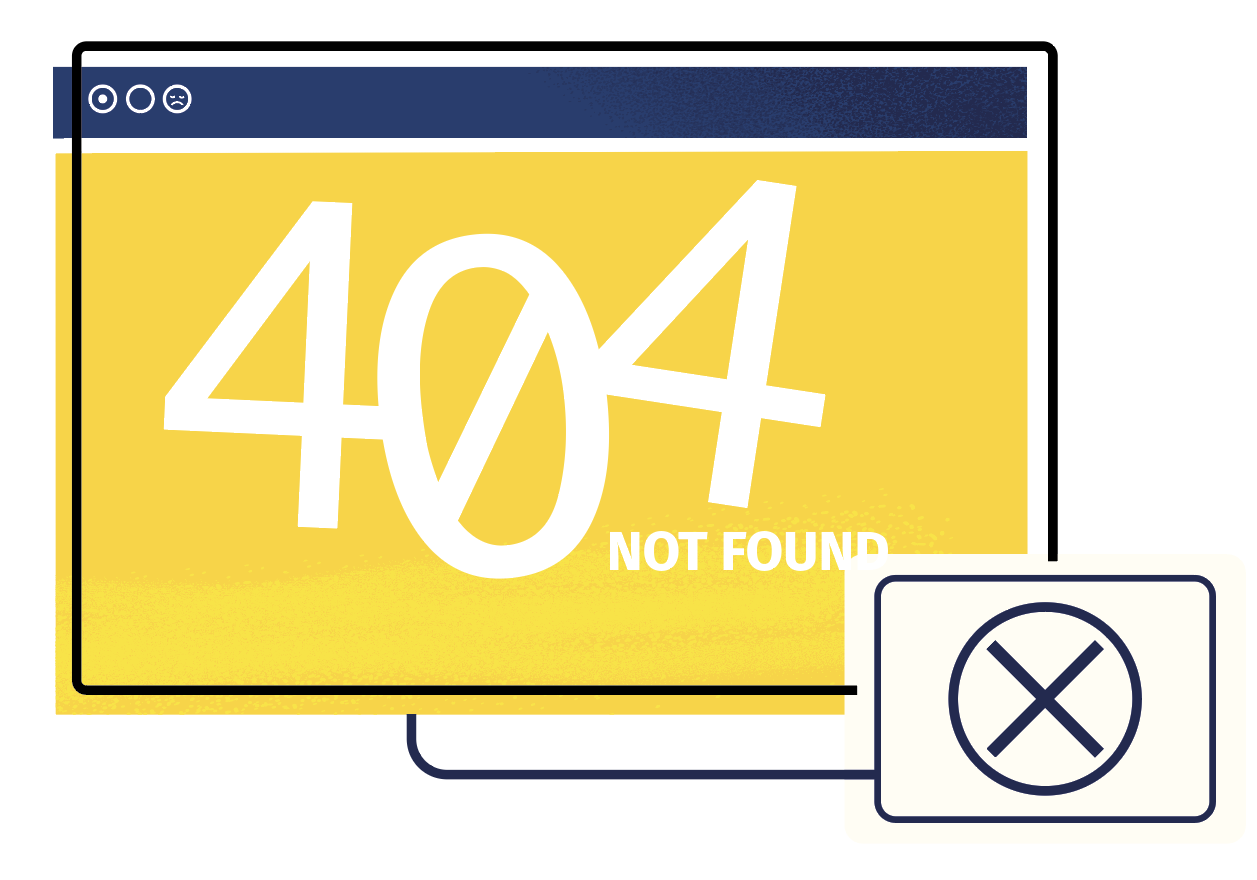 Illustration einer Fehlermeldung: „404 not found“